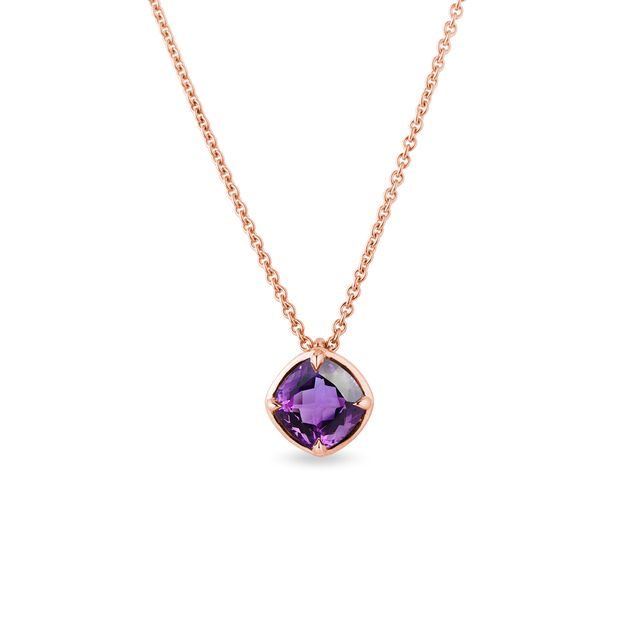 NECKLACE WITH AMETHYST IN ROSE GOLD - AMETHYST NECKLACES - NECKLACES