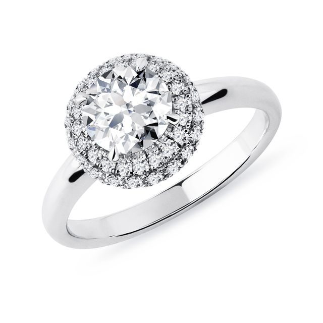 LUXURIÖSER HALO-RING MIT DIAMANTEN IN 14 KT WEISSGOLD - RINGE MIT LAB GROWN DIAMANTEN - VERLOBUNGSRINGE