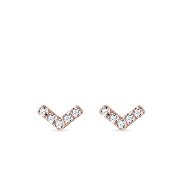 BOUCLES D’OREILLES V EN OR ROSE ET DIAMANTS - BOUCLES D'OREILLES EN DIAMANT - BOUCLES D'OREILLES