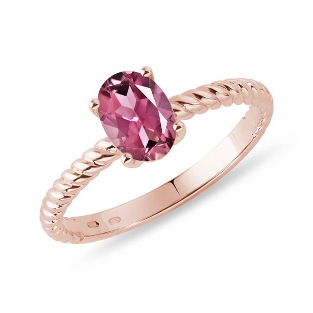 BAGUE EN OR ROSE AVEC TOURMALINE OVALE - BAGUES EN TOURMALINE - BAGUES