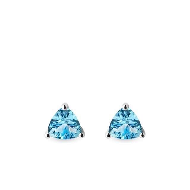 TRILLION CUT TOPAZ STUD EARRINGS IN WHITE GOLD - TOPAZ EARRINGS - EARRINGS