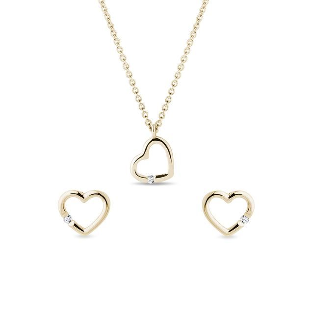 DIAMOND GOLD HEART JEWELRY SET - JEWELRY SETS - FINE JEWELRY