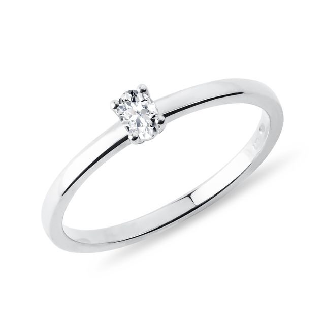 OVAL CUT DIAMOND STACKABLE RING IN WHITE GOLD - DIAMOND ENGAGEMENT RINGS - ENGAGEMENT RINGS