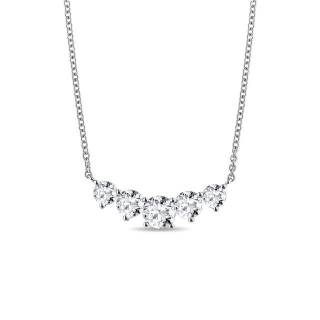 COLLIER D'OR BLANC AVEC MULTIPLES DIAMANTS - COLLIERS AVEC DIAMANTS - COLLIERS