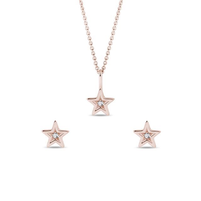 PARURE EN OR ROSE AVEC DIAMANTS, MOTIF ÉTOILE - ENSEMBLES DE BIJOUX EN DIAMANT - BIJOUX