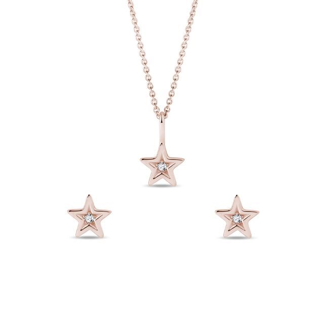 DIAMOND ROSE GOLD STAR JEWELRY SET - JEWELRY SETS - FINE JEWELRY