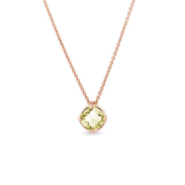 COLLIER EN OR ROSE AVEC QUARTZ CITRON - COLLIERS AVEC GEMMES - COLLIERS