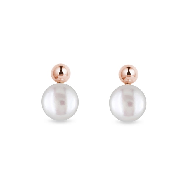 PEARL EARRINGS IN ROSE GOLD - PEARL EARRINGS - PEARL JEWELLERY