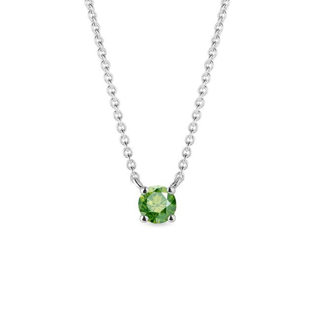 GREEN DIAMOND NECKLACE IN WHITE GOLD - DIAMOND NECKLACES - NECKLACES