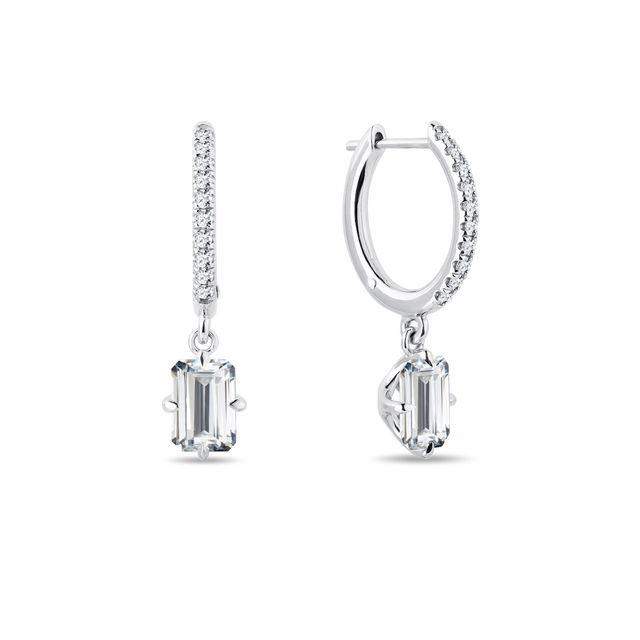 BOUCLES D'OREILLES EN OR BLANC ET DIAMANTS DE SYNTHÈSE - BOUCLES D'OREILLES EN DIAMANT - BOUCLES D'OREILLES