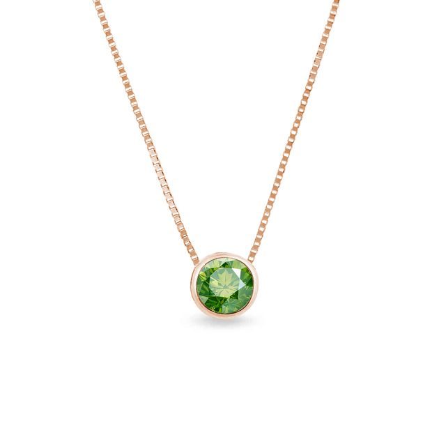 COLLIER EN OR ROSE AVEC DIAMANT VERT - COLLIERS AVEC DIAMANTS - COLLIERS