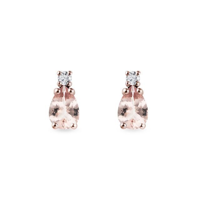 MORGANITOHRRINGE MIT DIAMANT IN ROSÉGOLD - OHRRINGE MIT MORGANIT - OHRRINGE