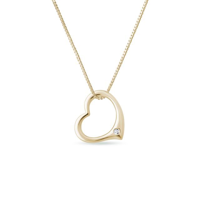 HEART SHAPED NECKLACE IN YELLOW GOLD - DIAMOND NECKLACES - NECKLACES