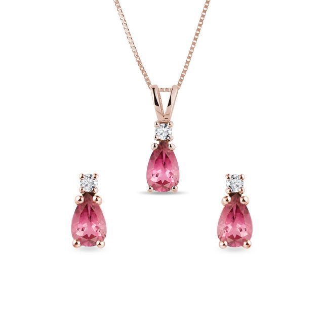 ENSEMBLE DE BIJOUX EN OR ROSE AVEC TOURMALINES - PARURES DE BIJOUX - BIJOUX KLENOTA