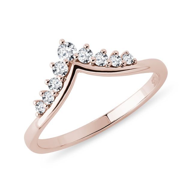 BAGUE CHEVRON EN OR ROSE AVEC DIAMANT - BAGUES EN DIAMANT - BAGUES