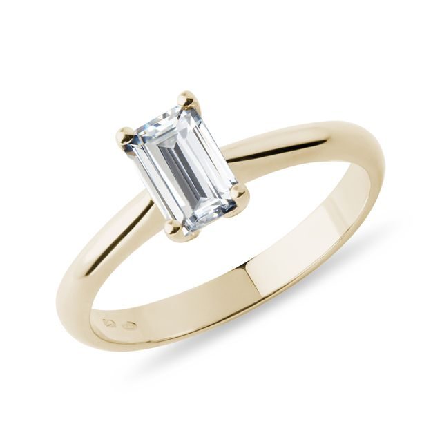 ZLATÝ PRSTEN S DIAMANTEM V BRUSU EMERALD - DIAMANTOVÉ ZÁSNUBNÍ PRSTENY - ZÁSNUBNÍ PRSTENY