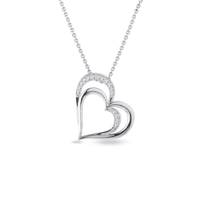NECKLACE IN WHITE GOLD WITH DIAMOND HEART - DIAMOND NECKLACES - NECKLACES