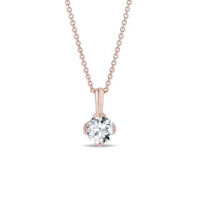 ROSE GOLD NECKLACE WITH 1CT LAB GROWN DIAMOND - DIAMOND NECKLACES - NECKLACES