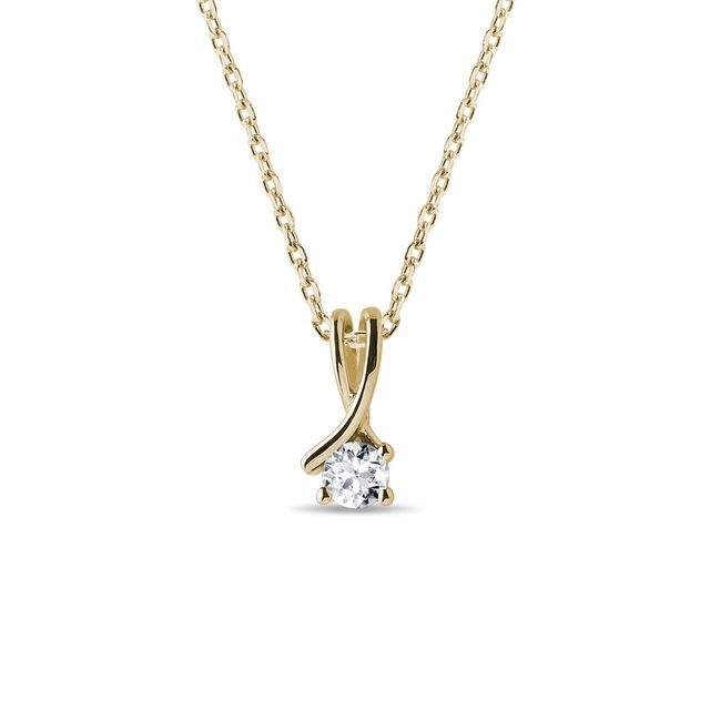 DOUBLE RIBBON DIAMOND GOLD NECKLACE - DIAMOND NECKLACES - NECKLACES