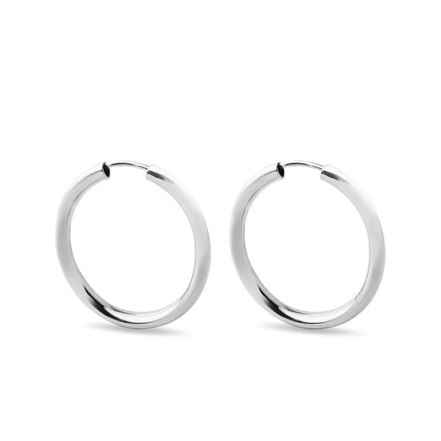 WHITE GOLD HOOP EARRINGS 2 CM - WHITE GOLD EARRINGS - EARRINGS