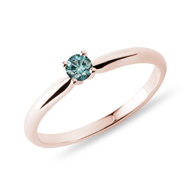 ORIGINELLER RING MIT BLAUEM DIAMANTEN IN ROSÉGOLD - VERLOBUNGSRINGE MIT FARBIGEN DIAMANTEN - VERLOBUNGSRINGE