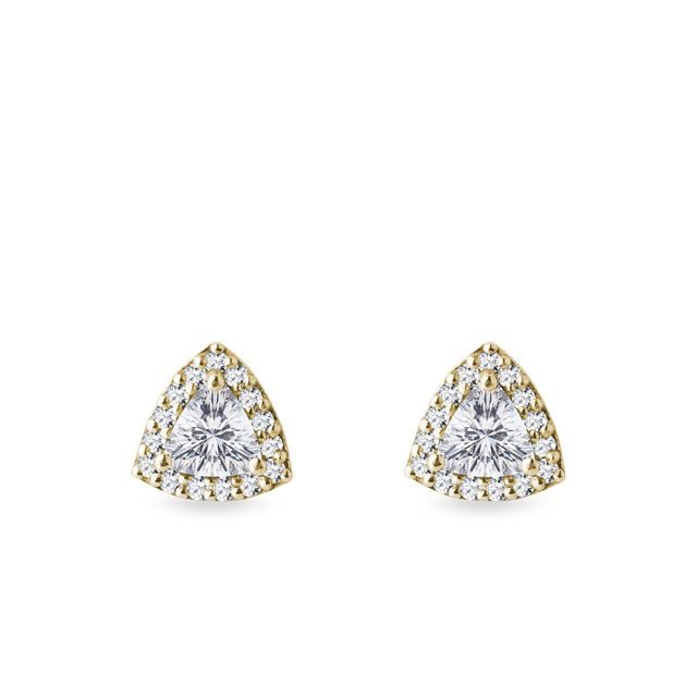 TRILLION-CUT DIAMOND EARRINGS IN YELLOW GOLD - DIAMOND STUD EARRINGS - EARRINGS
