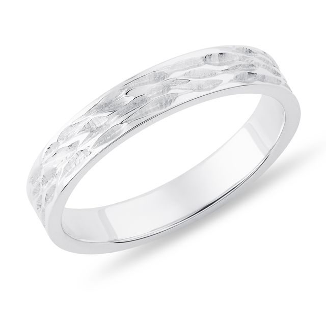 ALLIANCE POUR HOMMES EN OR BLANC FINITION GRIFFÉE - ALLIANCES DE MARIAGE HOMMES - ALLIANCES DE MARIAGE