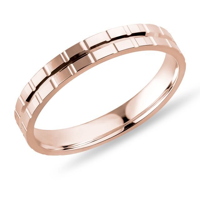 HERRENRING MIT GRAVIERTEM MUSTER AUS ROSÉGOLD - TRAURINGE FÜR HERREN - TRAURINGE