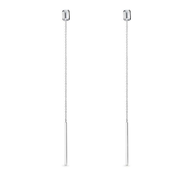 Convertible moissanite chain drop earrings in white gold