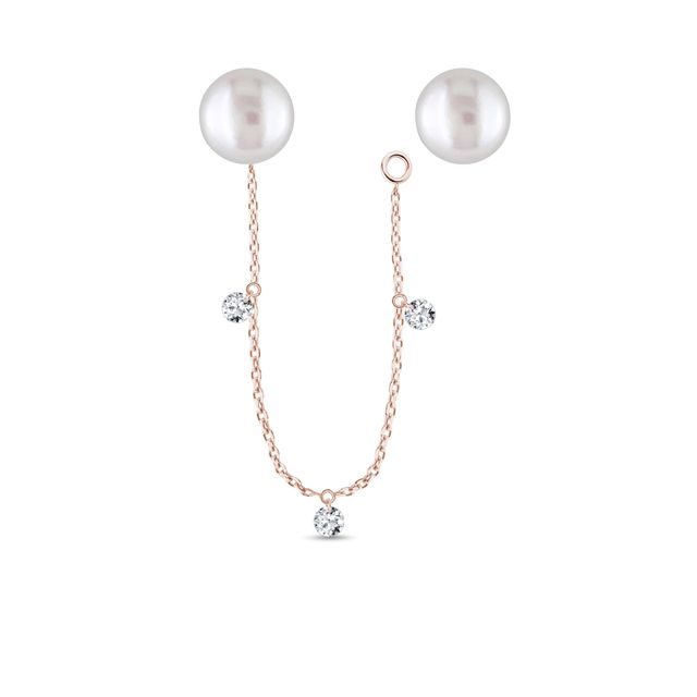 VARIABLE PERLENOHRRINGE MIT DIAMANTEN IN ROSÉGOLD - OHRRINGE DIAMANT - OHRRINGE