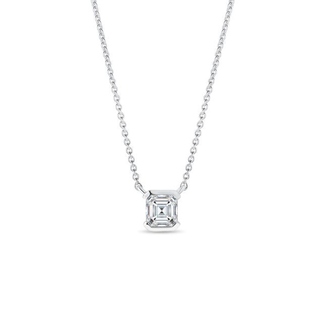 ASSCHER DIAMOND NECKLACE IN WHITE GOLD - DIAMOND NECKLACES - NECKLACES