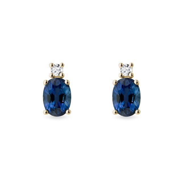 SAPPHIRE AND DIAMOND RING IN YELLOW GOLD - SAPPHIRE EARRINGS - EARRINGS