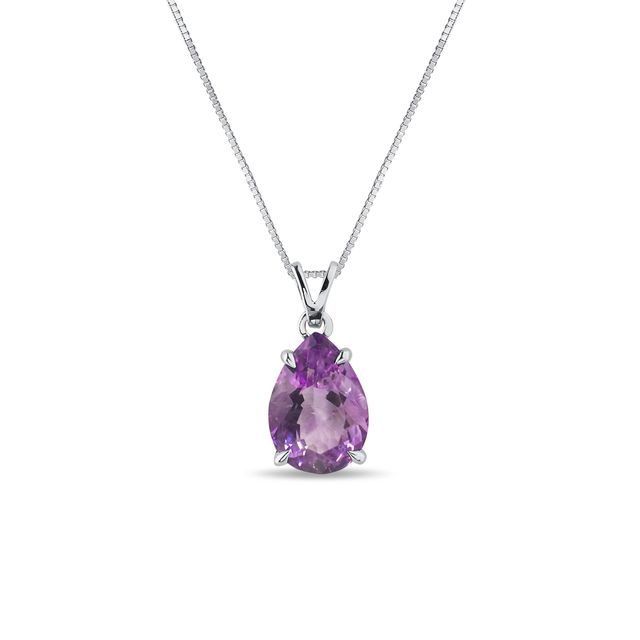 AMETHYST NECKLACE IN WHITE GOLD - AMETHYST NECKLACES - NECKLACES