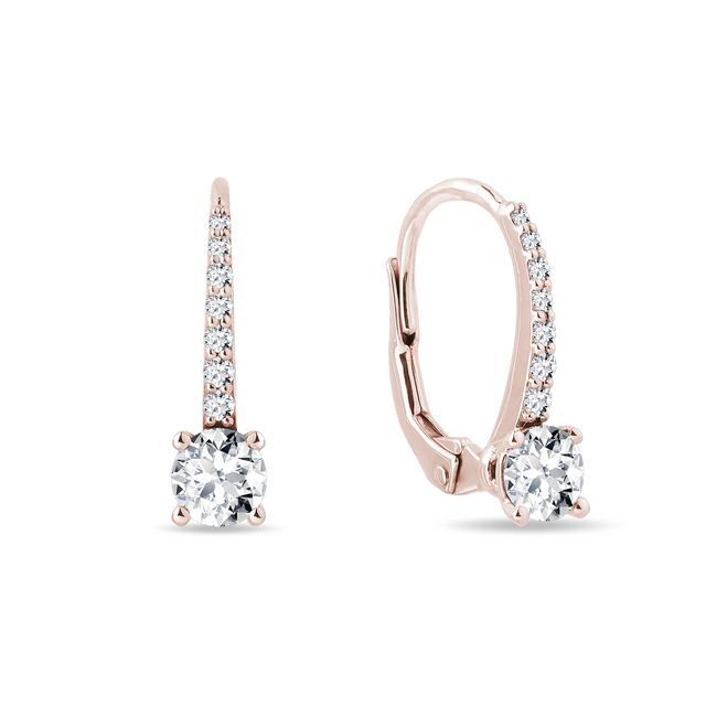 Diamond leverback earrings in rose gold