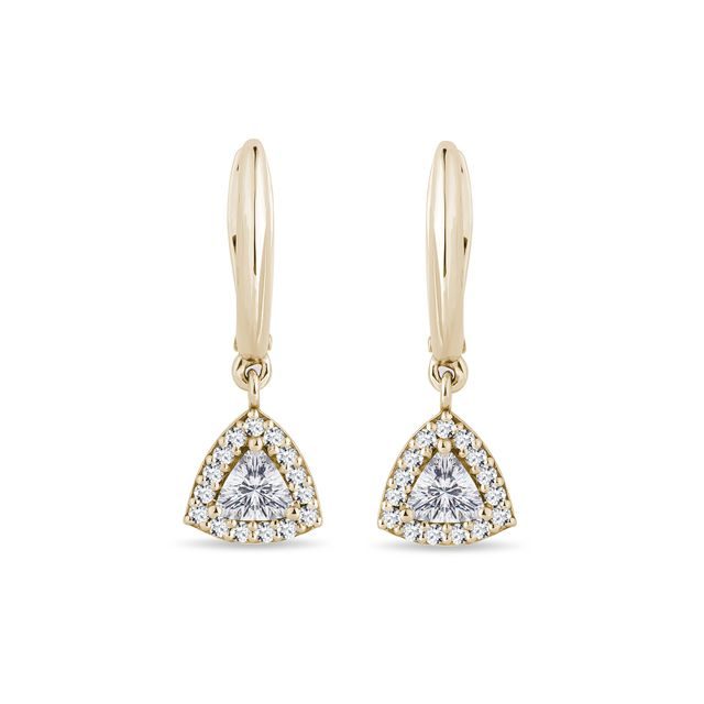 BOUCLES D'OREILLES EN OR JAUNE AVEC DIAMANTS TAILLE TRILLION - BOUCLES D'OREILLES EN DIAMANT - BOUCLES D'OREILLES