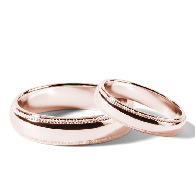ORIGINELLE MILLGRIFF-TRAURINGE IN 14KT ROSÉGOLD - ROSÉGOLDENE TRAURINGE IM SET - TRAURINGE
