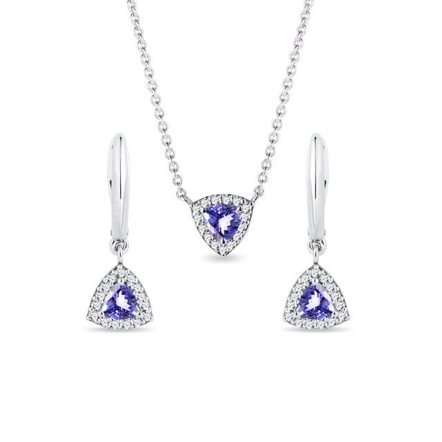 TANZANITE AND DIAMOND JEWELRY SET IN WHITE GOLD - JEWELRY SETS - FINE JEWELRY