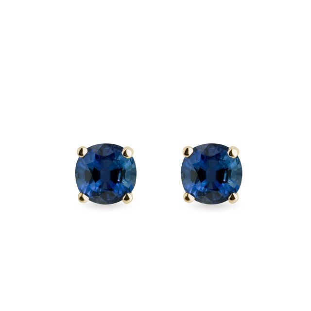 SAPPHIRE STUD EARRINGS IN YELLOW GOLD - SAPPHIRE EARRINGS - EARRINGS