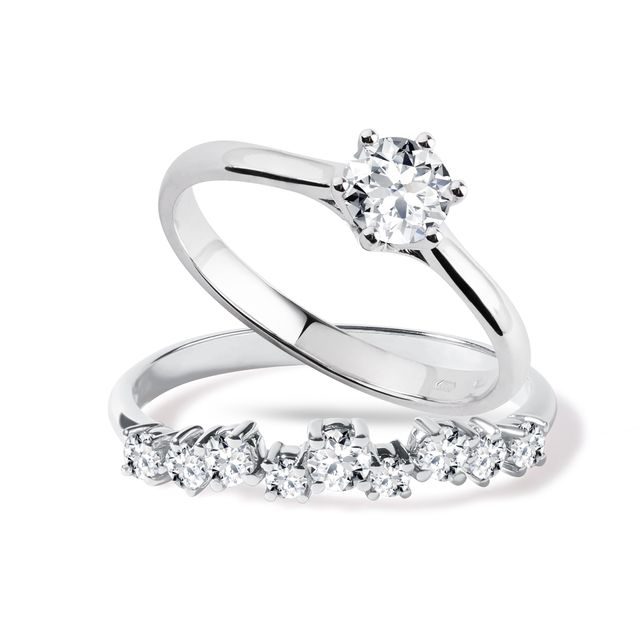 DIAMOND ENGAGEMENT SET IN WHITE GOLD - ENGAGEMENT AND WEDDING MATCHING SETS - ENGAGEMENT RINGS