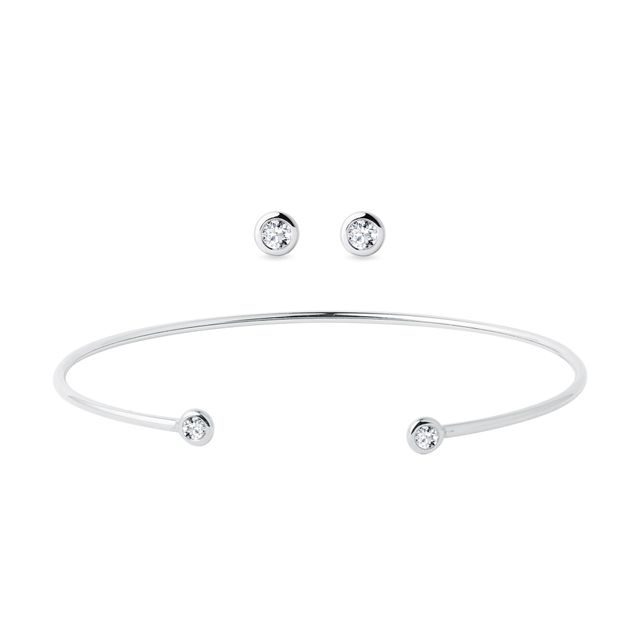 SADA MINIMALISTICKÝCH DIAMANTOVÝCH ŠPERKŮ V BÍLÉM ZLATĚ - DIAMANTOVÉ SOUPRAVY - ŠPERKY