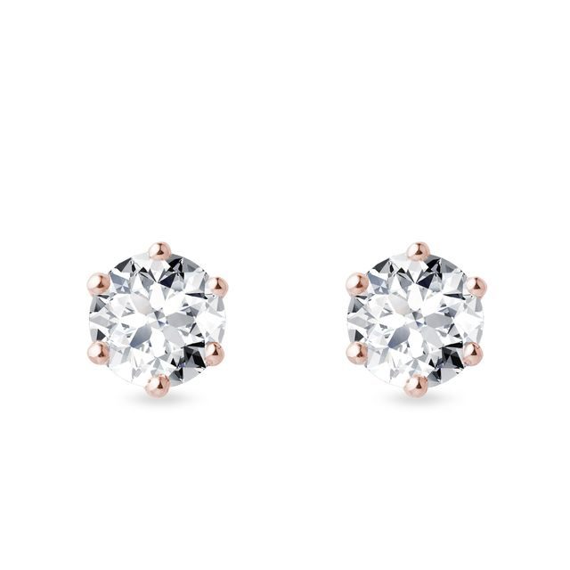 LUXURY EARRINGS MADE OF ROSE GOLD - DIAMOND STUD EARRINGS - EARRINGS