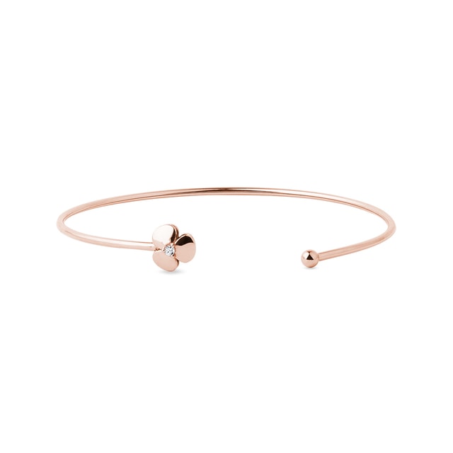 ROSÉGOLDENES ARMBAND MIT KLEEBLATT UND PERLE - CUFF-ARMBÄNDER - ARMBÄNDER