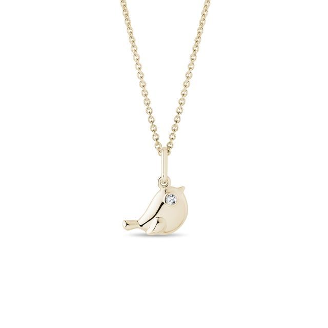 BIRD PENDANT WITH A DIAMOND IN GOLD - CHILDREN'S NECKLACES - NECKLACES