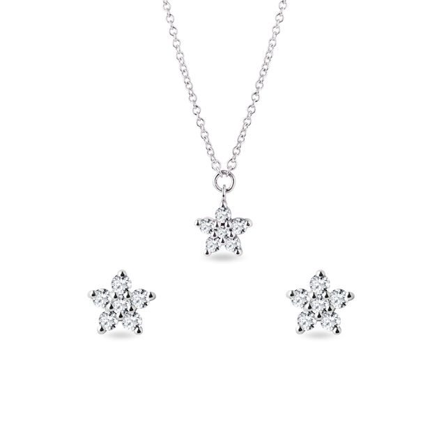 SCHMUCKSET AUS WEISSGOLD MIT DIAMANTBLUMEN - SCHMUCK SETS DIAMANT - SCHMUCK