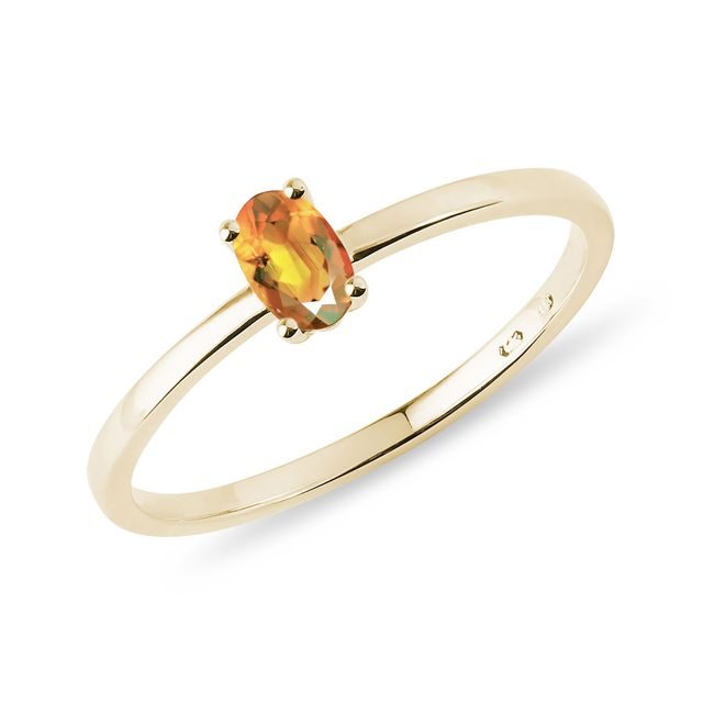 Minimalistický prsteň zo žltého zlata s citrínom