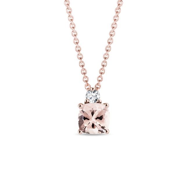 COLLIER EN OR ROSE, DIAMANT ET MORGANITE - COLLIERS AVEC MORGANITE - COLLIERS