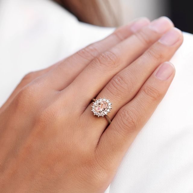 Bague en or rose morganite et diamants KLENOTA