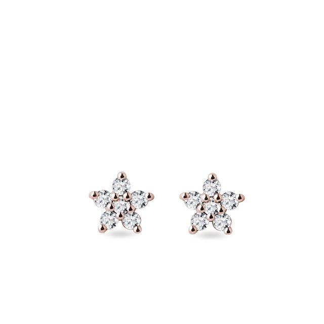 Boucles d'oreilles en forme d'étoile en or rose avec diamants