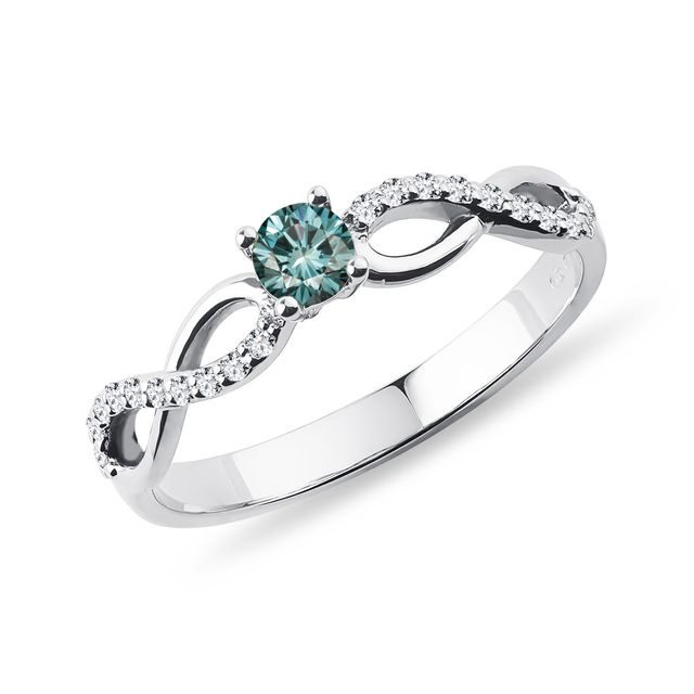 WHITE GOLD RING WITH BLUE DIAMOND - FANCY DIAMOND ENGAGEMENT RINGS - ENGAGEMENT RINGS