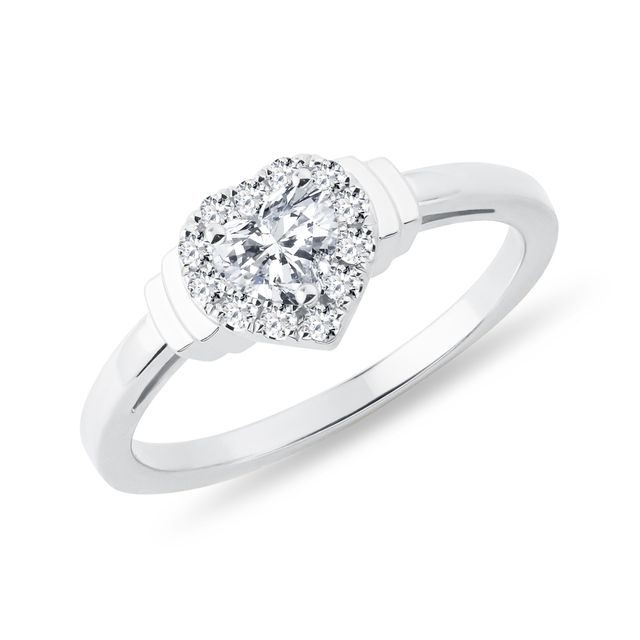 BAGUE DE FIANÇAILLES EN OR BLANC AVEC DIAMANT EN FORME DE CŒUR - BAGUES DE FIANÇAILLES EN DIAMANT - BAGUES DE FIANÇAILLES